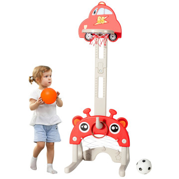 3-in-1 Basketball Hoop for Kids Adjustable Height Playset with Balls
