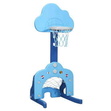 Hereinway Indoor and Outdoor Height Adjustable Basketball Game Hoop with Ball for Toddler Basketball,Kids Basketball Set/ Pump Blue 
