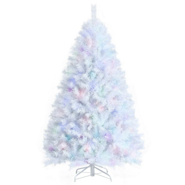 Artificial Christmas Tree with Iridescent Branch Tips and Metal Base
