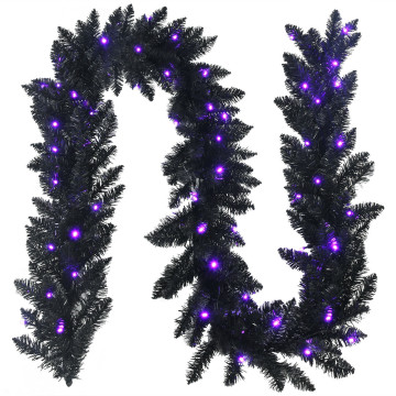 9 Feet Pre-lit Christmas Halloween Garland with 50 Purple LED Lights