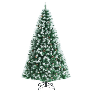 6/7.5/9 Feet Artificial Snow Flocked Christmas Tree with Pine Cones