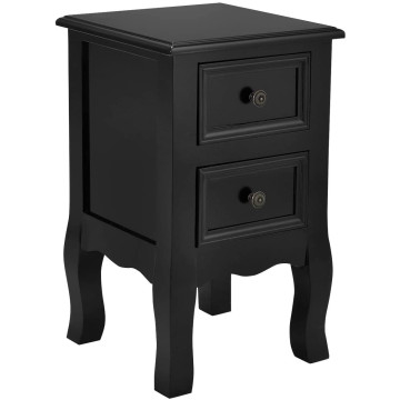 Wood Accent End Nightstand with 2 Storage Drawers