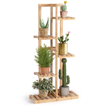 5/6 Tier Bamboo Plant Stand with Varnish for Balcony Garden