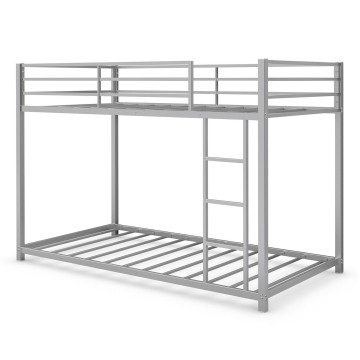 Twin Over Twin Bunk Bed Frame Platform with Guard Rails and Side Ladder