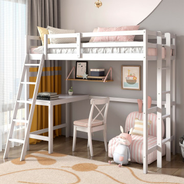 Twin Size Loft with Desk Angled