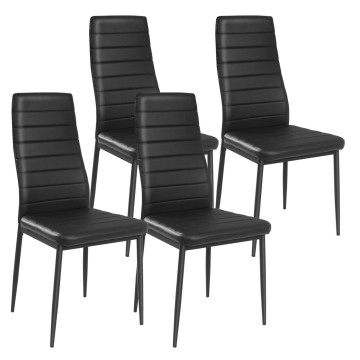 4 Pieces Modern Leather Dinning Chairs Set with Metal Frame