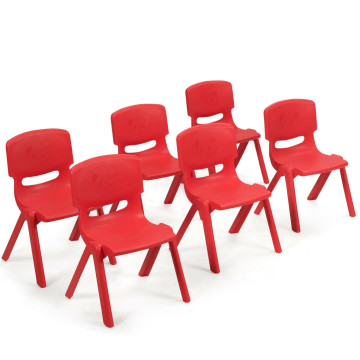 Set of 2 Stackable Kids Children Plastic Chair Up To 60kg Red 
