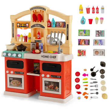 69 Pieces Kitchen Playset Toys with Realistic Lights and Sounds