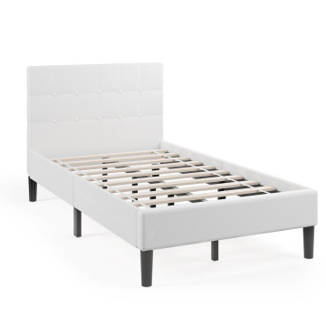 Twin Upholstered Bed Frame with Button Tufted Headboard