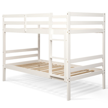Twin Size Sturdy Wooden Bunk Beds with Ladder and Safety Rail