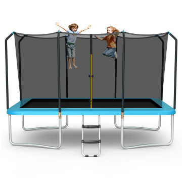 8 x 14 Feet Rectangular Recreational Trampoline with Safety Enclosure Net and Ladder