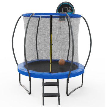 8/10/12 Feet Recreational Trampoline W/Basketball Hoop Safety Enclosure Net Ladder