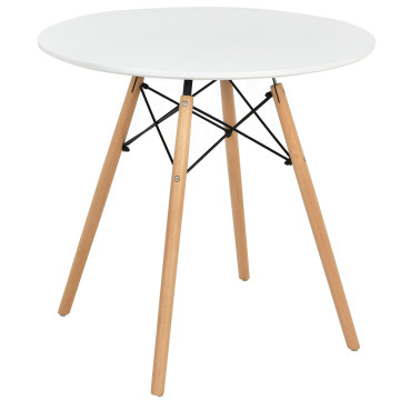 Modern Round Dining Room Table with Solid Beech Wood Legs
