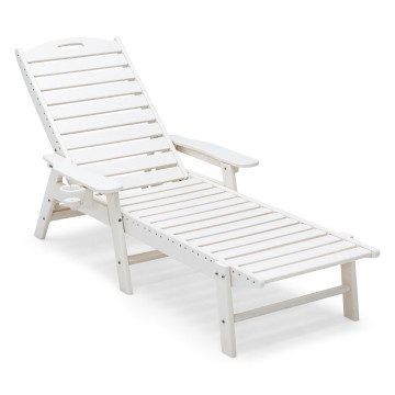 Weatherproof Patio Lounge Chair with Adjustable Back and Cup Holder