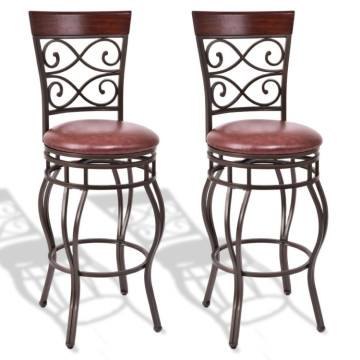 2 Pieces 30 Inch 360 Degree Swivel Bar Stools with Leather Padded Seat