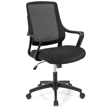 Modern Breathable Mesh Chair with Curved Backrest and Armrest