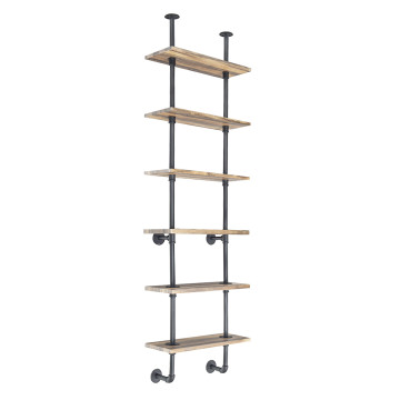 6-Tier Industrial Wall Mounted Pipe Shelves