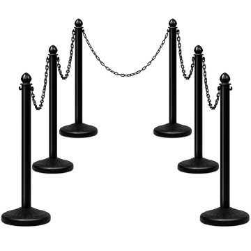 6 Pieces Plastic Stanchion Set with 5 Detachable Chains for Indoor and Outdoor