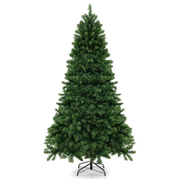 6/7/8 Feet Hinged Christmas Tree with PVC Branch Tips Warm White LED Lights