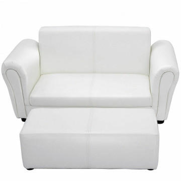 Black HONEY JOY Kids Sofa Set 2 Seater Armrest Children Couch Lounge w/Footstool 