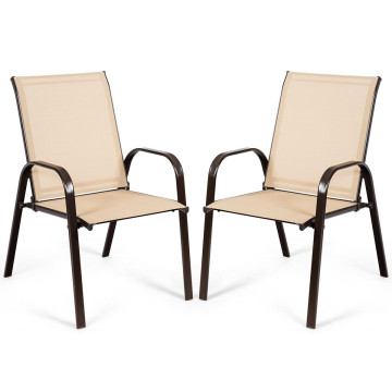 2 Pieces Patio Outdoor Dining Chair with Armrest