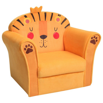Kids Armrest Lion Upholstered Sofa