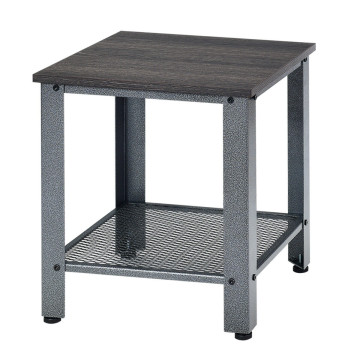 2-Tier Industrial End Table with Storage Shelf