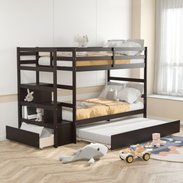 Wooden & Twin over Twin & with Storage Shelf