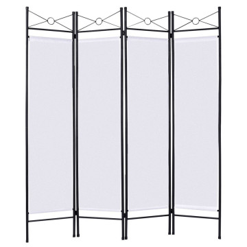 4 Panels Metal Frame Room Private Folding Screen-White