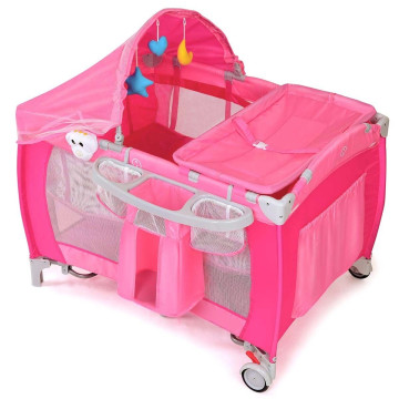 3-in-1 Foldable Baby Crib Playpen with Mosquito Net and Carry Bag