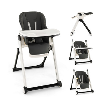 Foldable Feeding Sleep Playing High Chair with Recline Backrest for Babies  and Toddlers - Costway