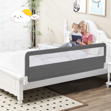 $45-71 Inch Extra Long Swing Down Bed Guardrail-Gray