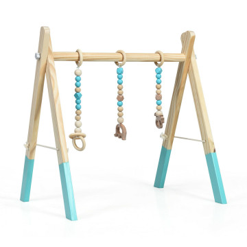 Wooden Baby Play Center with 3 Hanging Toys