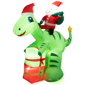 8 Feet Lighted Christmas Inflatable Santa Claus Dinosaur Decoration with Gift Boxes