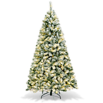 6 Feet Pre-Lit Premium Snow Flocked Hinged Artificial Christmas Tree