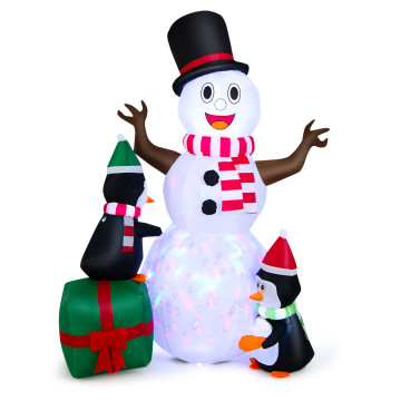 6 Feet Lighted Inflatable Snowman Christmas Decoration with Penguin