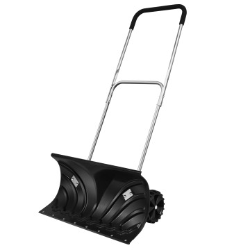 Rolling Snow Pusher Shovel with Adjustable Handle
