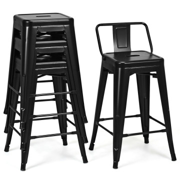 24" Set of 4 Cafe Side Chairs with Rubber Feet and Removable Back
