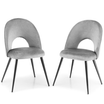 Dining Chair Set of 2 with Metal Base and Adjustable Pads