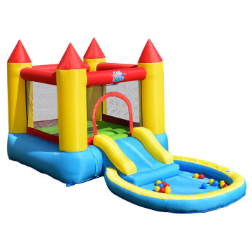 Little 3-in-1 Castle Bounce House w/ Attached Ball Pit Best for Kids Age 1~6 Perfectly Sized for Indoor or Outdoor Use Slide & 500 Jumbo 3 Balls AZ-650 w/ Ball-Pit & Slide, with 500 Balls 