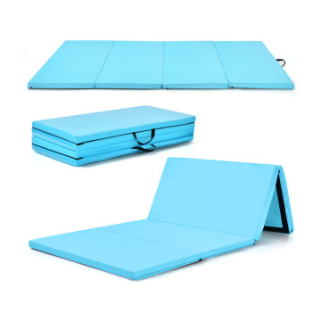 4-Panel Folding Gymnastics Mat with Carrying Handles for Home Gym