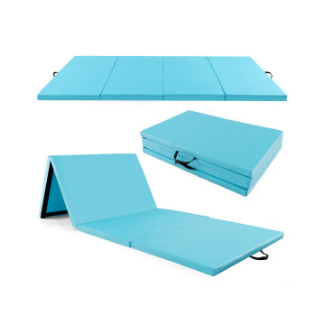 4-Panel PU Leather Folding Exercise Mat with Carrying Handles