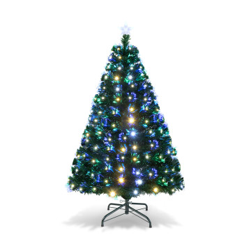5/6/7 Feet LED Fiber Optic Artificial Christmas Tree with Top Star