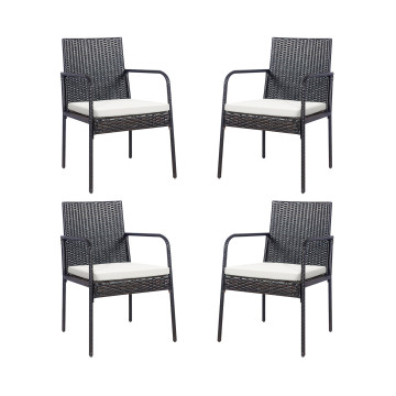 4 Pieces Outdoor Patio Rattan Dining Chairs Cushioned Sofa