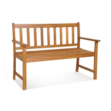 2-Person Outdoor Acacia Wood Bench with Backrest