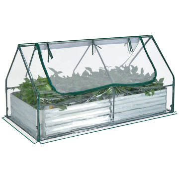 6 x 3 x 3 Feet Galvanized Raised Garden Bed with Greenhouse