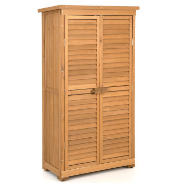 Outdoor Wooden Garden Tool Storage Cabinet