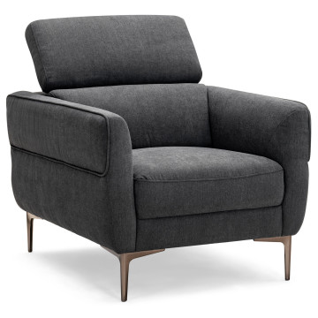 Modern Upholstered Single Sofa with Adjustable Headrest