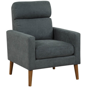 Lint Fabric Modern Accent Chair with Solid Wood Legs