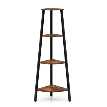 4-Tier Industrial Corner Ladder Shelf Display Rack for Home Office